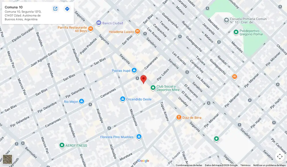 Mapa de la zona de Av. Segurola 1370, Floresta, CABA